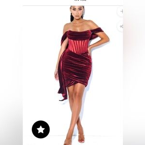 Burgundy off the shoulder dress